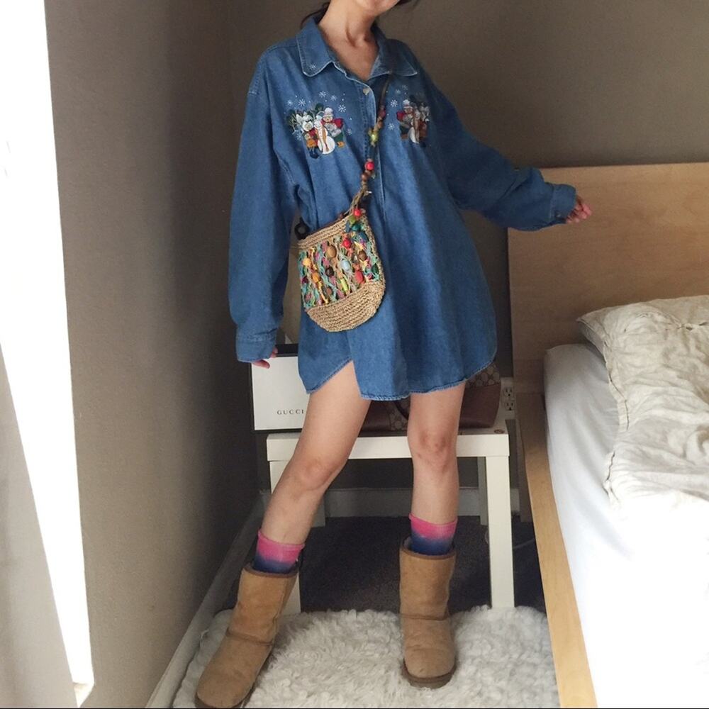 Vintage Three Bears Family Snowman Denim Shirt.-CA3 - Picture 11 of 16